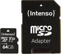 Intenso 64GB MicroSDXC CL10 Memóriakártya + Adapter