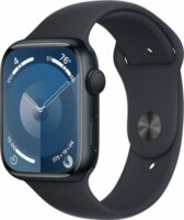 Apple Watch Series 9 GPS (45mm) Okosóra - Éjfekete Alumíniumtok Éjfekete Sportszíjjal (M/L)