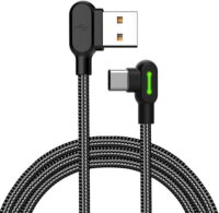 Mcdodo CA-5280 LED USB-A apa - USB-C apa 2.0 Adat és töltőkábel - Fekete (3m)