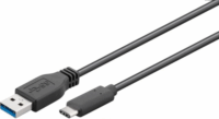 HCT 028-225 USB-A apa - USB Type-C apa Adat és töltő kábel - Fekete (2m)