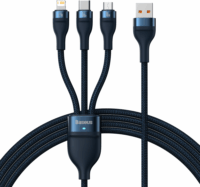 Baseus Flash USB-A apa - Micro USB/Lightning/USB-C apa Adat és töltőkábel - Kék (1.2m)