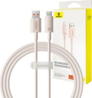 Baseus Habitat Series USB-A apa - USB Type-C apa Adat és töltő kábel - Rózsaszín (1m)