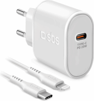 SBS TETRKITPD20LIGW 1x USB Type-C Hálózati töltő + 1x Lightning kábel - Fehér (20W)
