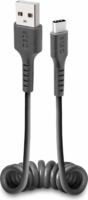 SBS TECABLETYPCSK USB-A apa - USB-C apa 2.0 Adat és töltő spirálkábel - Fekete (0.5m)