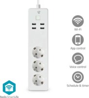 Nedis SmartLife 230V Wi-Fi-s túlfeszültség védő elosztó 3 aljzatos 1.8m - Fehér