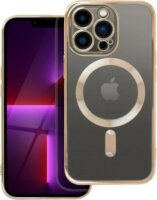 Electro Mag Apple iPhone 14 MagSafe Szilikon Tok - Átlátszó/Arany