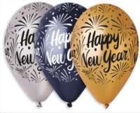 Happy New Year feliratos 3 különböző színű lufi csomag (10 darabos)