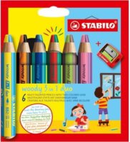Stabilo Woody 3 in 1 duo színes ceruza készlet hegyezővel (6 db / csomag)