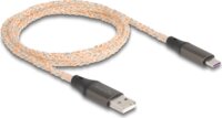 Delock 88164 USB-A apa - USB-C apa 2.0 Adat és töltő kábel - Fehér/Narancssárga (1m)