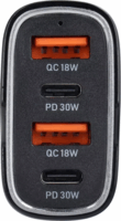 Quad CC53-2A2C 2x USB-C / 2x USB-A Autós töltő - Fekete (66W)