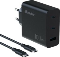 HuntKey P100 2x USB-C / USB-A Hálózati töltő - Fekete (100W)