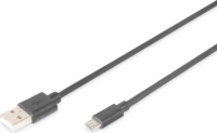 Digitus AK-300110-030-S USB Type-A apa - Micro USB Type-B apa 2.0 Adat és töltő kábel - Fekete (3m)