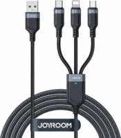 JoyRoom S-1T3018A18 USB-A apa - Micro USB/USB-C/Lightning apa 2.0 Adat és töltőkábel - Fekete (2m)