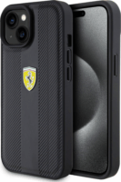 Ferrari Hot Stamp Groove Pattern Apple iPhone 15 Tok - Fekete