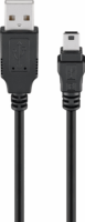 Goobay 50768 USB-A apa - Mini USB apa 2.0 Adat és töltőkábel - Fekete (3m)