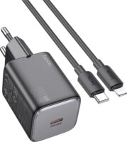 HOCO N40 USB-C Hálózati Töltő Adapter 20W + Lightning kábel - Fekete