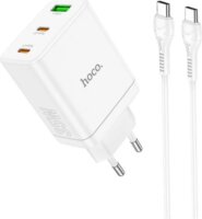 HOCO N33 2x USB-C / USB-A Hálózati töltő + USB-C kábel - Fehér (35W)