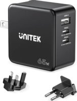 Unitek P1117B USB-A / 2x USB-C Hálózati gyorstöltő Adapter 65W - Fekete