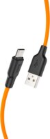 HOCO X21 Plus USB-A apa - Micro-USB apa Adat és töltő kábel - Narancssárga (1m)