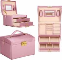 Springos HA1077 Fiókos Ékszerdoboz 17,5 x 14 x 12,5 cm - Pink