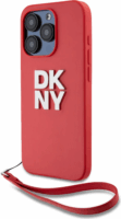 DKNY iPhone 15 Pro Csuklópántos PU Bőr Telefon tok - Piros