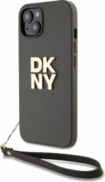 DKNY iPhone 15 Csuklópántos PU Bőr Telefon tok - Sötétzöld