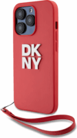 DKNY iPhone 14 Pro Csuklópántos PU Bőr Telefon tok - Piros