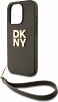 DKNY iPhone 14 Pro Csuklópántos PU Bőr Telefon tok - Sötétzöld