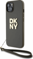 DKNY iPhone 14 Csuklópántos PU Bőr Telefon tok - Sötétzöld