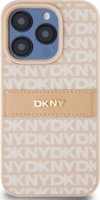 DKNY iPhone 15 Pro Ismétlődő mintás PU Bőr Telefon tok - Pink