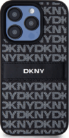 DKNY iPhone 15 Pro Max Ismétlődő mintás PU Bőr Telefon tok - Fekete