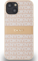 DKNY iPhone 14 Ismétlődő mintás PU Bőr Telefon tok - Pink