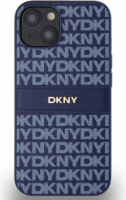 DKNY iPhone 14 Ismétlődő mintás PU Bőr Telefon tok - Kék