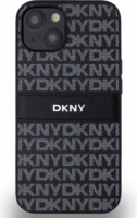 DKNY iPhone 14 Ismétlődő mintás PU Bőr Telefon tok - Fekete