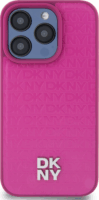 DKNY iPhone 15 Pro MagSafe Ismétlődő mintás PU Bőr Telefon tok - Pink