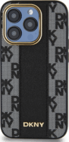 DKNY iPhone 15 Pro Max MagSafe kockás mintás PU Bőr Telefon tok - Fekete