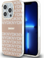 DKNY iPhone 15 Pro Max MagSafe Mintás középcsíkkal PC TPU Telefon tok - Pink