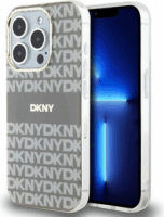 DKNY iPhone 15 Pro Max MagSafe Mintás középcsíkkal PC TPU Telefon tok - Bézs