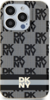 DKNY iPhone 13 / 14 / 15 MagSafe Kockás IML mintázat Műanyag Telefon tok - Fekete