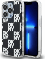 DKNY iPhone 15 Pro MagSafe Kockás IML Mono mintázat Műanyag Telefon tok - Fekete