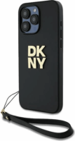 DKNY iPhone 15 Pro Max Csuklópántos PU Bőr Telefon tok - Fekete