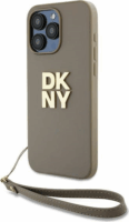 DKNY iPhone 15 Pro Max Csuklópántos PU Bőr Telefon tok - Bézs