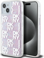 DKNY iPhone 13 / 14 / 15 multiLOGO Glitter műanyag Telefon tok - Pink