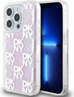 DKNY iPhone 15 Pro multiLOGO Glitter műanyag Telefon tok - Pink