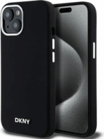 DKNY iPhone 13 / 14 / 15 MagSafe Fém LOGO keménykeretes Szilikon Telefon tok - Fekete