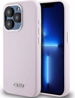 DKNY iPhone 15 Pro MagSafe Fém LOGO keménykeretes Szilikon Telefon tok - Pink