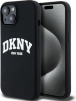 DKNY iPhone 14 Plus / 15 Plus MagSafe Arch LOGO keménykeretes Szilikon Telefon tok - Fekete