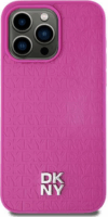 DKNY iPhone 13 / 14 / 15 MagSafe Fém LOGO keménykeretes bőr Telefon tok - Pink