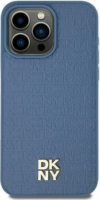 DKNY iPhone 13 / 14 / 15 MagSafe Fém LOGO keménykeretes bőr Telefon tok - Kék