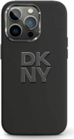 DKNY iPhone 14 Plus / 15 Plus fém LOGO Keménykeretes szilikon Telefon tok - Fekete